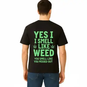Heavy-duty Fashion Sweatshirt Black Hoodie Yes I Smell Like Weed You Smell Like You Missed Out Marijuana Leaf Print Casual Streetwear for Men and Women