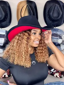 60cm XL and 58cm M/L. Red Bottom Cowboy Style Hat Unisex wide Curved Brim Brim