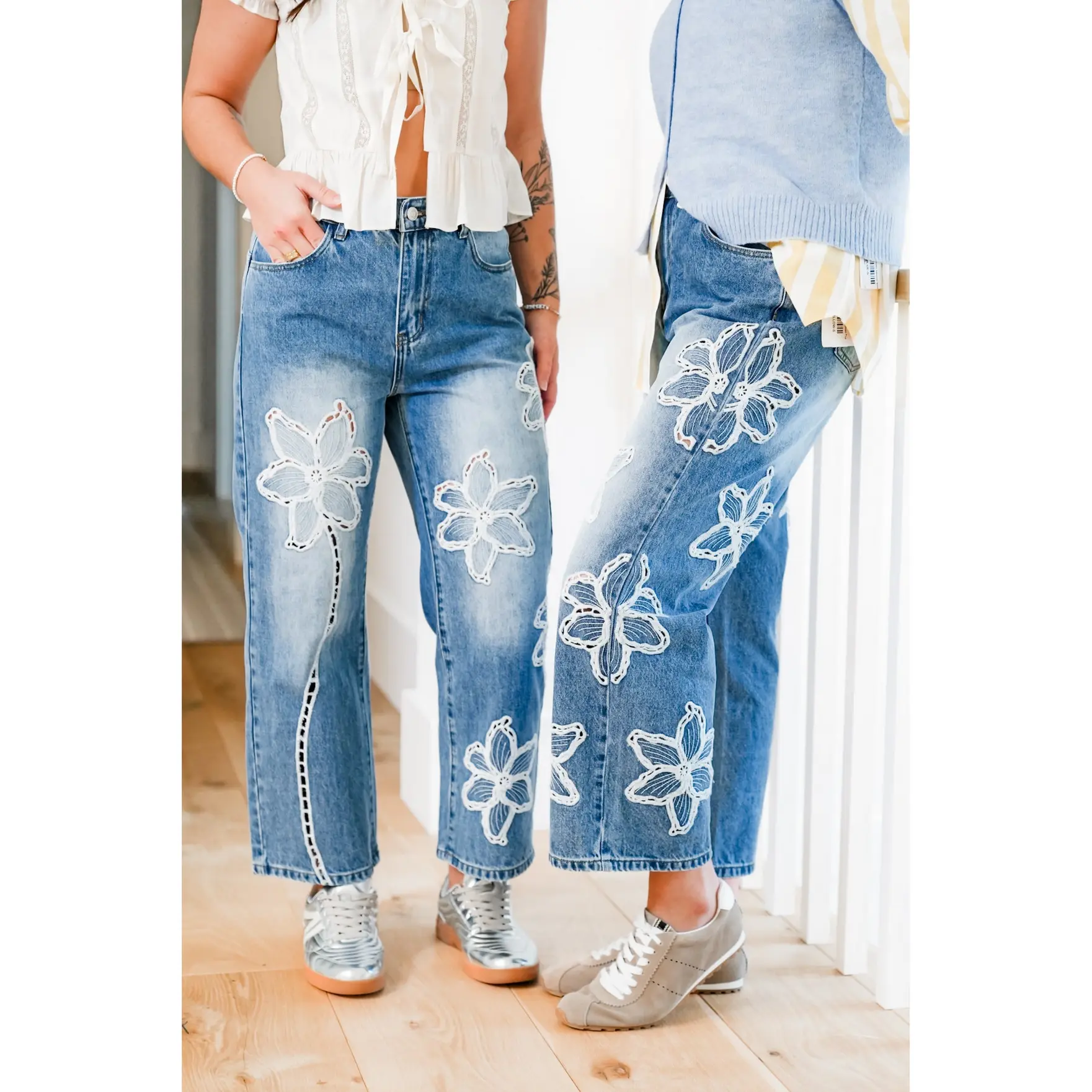 The Lily Bloom Floral Embroidered Straight Leg Jeans The Lily Bloom Floral Embroidered Straight Leg Jeans