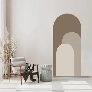2pcs Reddish Arch Decorative Wall Stickers, Easy Peel and Stick, Geometric Creative Patterns, Simple Style Art Decals for Living Room Bedroom