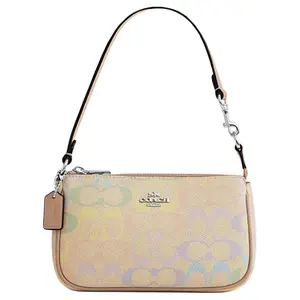 Coach Nolita 19 Small Handbag for Women – Coated Canvas, Silver Logo, Rainbow Color