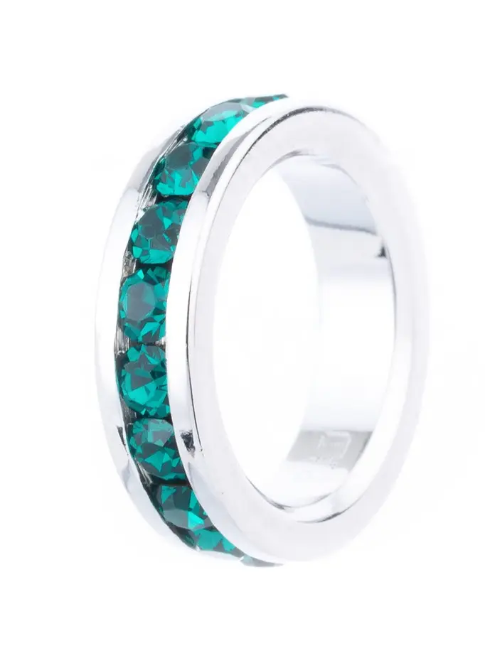 Sterling Silver Channel-set Austrian Crystal Emerald Birthstone Charm