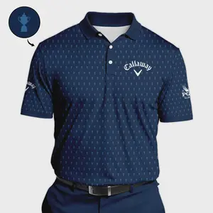 CCallawayy 2025 PPGA Golf Dark Blue Gradient Pattern Print Polo Shirt For Men
