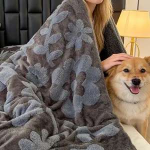 Soft Plush Blanket with Embossed Flower Design, Multiple Colors Available, King/queen Size, Perfect for Sofa Bed Bedroom, Winter Warmth