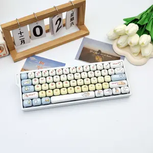 143 Key Anime Bunny Theme Pbt Keycaps, Dye Sublimation Process, Mog Profile, Compatible with Mx Axis, for 61/64/68/87/96/104/108 Keyboards
