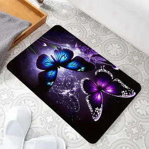Purple Butterfly Design Bathroom Mats, Elegant Bathroom Carpets, High-end Design Bathroom Highly Absorbent Floor Mats, Anti-slip Quick-drying Soft Carpets, Suitable for Multi-scenario Shower,Bathtub , Outdoor Door Mats, Gifts for Family and Friend