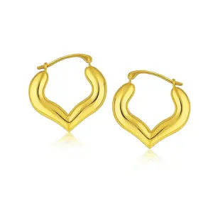 10k Yellow Gold Hoop Style Heart Shape Earrings