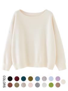 women's plain scoop neck sweater, casual chic drop shoulder long sleeve jumper, women fall & winter knit top, sweaters for women, womenswear, knitwear