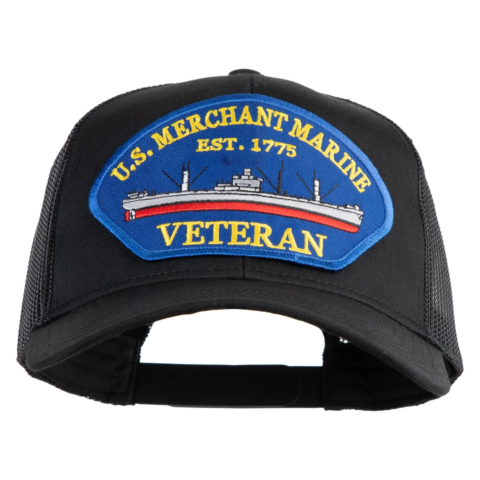 U.S. Merchant Marine EST 1775 Veteran Blue Patched Solid Cotton Twill Mesh Prostyle Cap