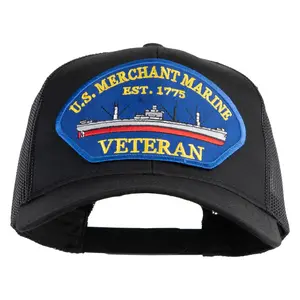 U.S. Merchant Marine EST 1775 Veteran Blue Patched Solid Cotton Twill Mesh Prostyle Cap
