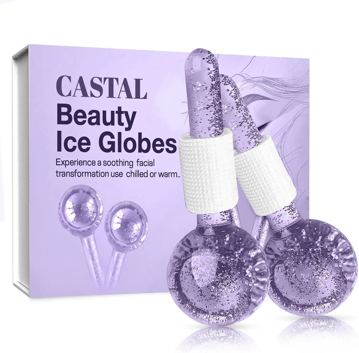 Purple Ice Globes for Face 2Pcs – Enhancing Daily Beauty with Ice Globes for Facials, Perfect Facial Ice Globes for Puffiness & Wrinkles of Face, Neck & Eyes