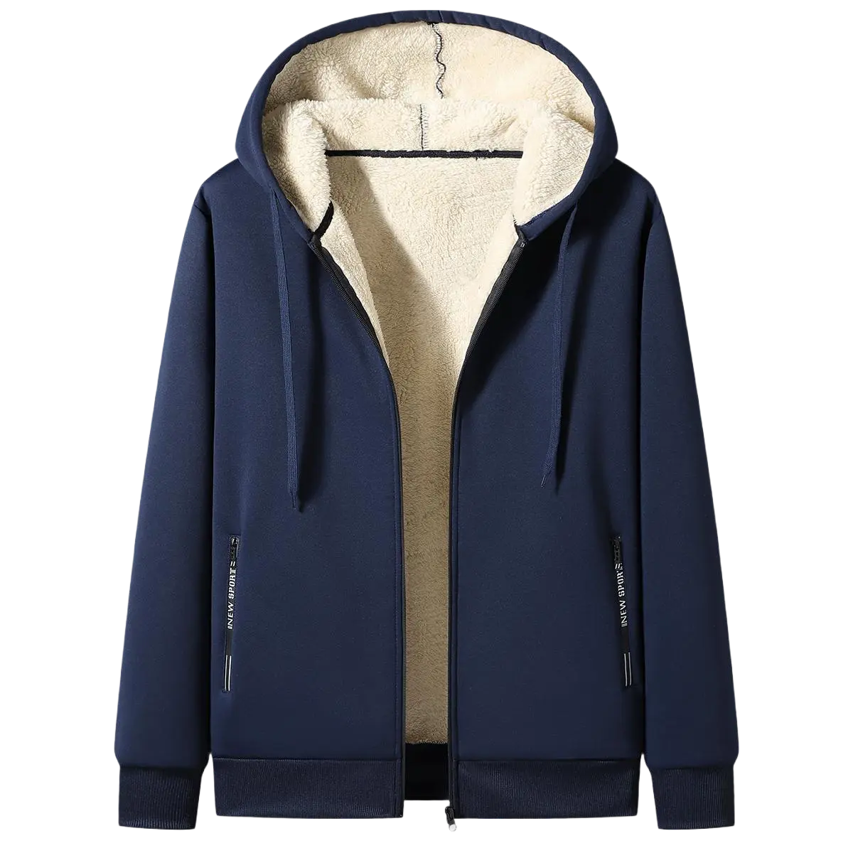 Coral fleece-lined zip-up hoodie – regular fit | Soft breathable fabric, fleece-lined, everyday comfort, machine washable, suitable for autumn and winter activities, affordable and well-fitting warm jacket, men’s warm set – top solidcore