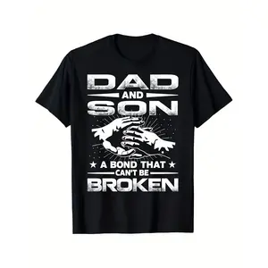 Dad & Son Matching T-Shirt - A Bond That Can't Be Broken - Black Crew Neck with Clasped Hands Design - Father's Day Gift awesome