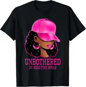100%cotton African American Afro Queen Sassy Black Woman Unbothered T-Shirt Top Vintage
