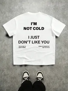 Men's Loose Fit Fashion Print T-Shirt, Fun Slogan Pattern, All-Season Wear, Casual Daily, Unisex Youth College Street Style, Streetwear, Menswear