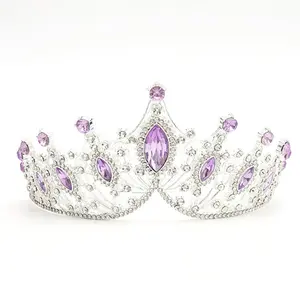 Vintage Baroque Crown Headband, Large Rhinestone Tiara, Alloy Bridal Updo Hair Accessory for Wedding & Party