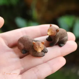 Mini Bear Figurines for Fairy Garden, Hand-Painted Tiny Wildlife Statues, Micro Landscape & Terrarium Displays, Decorative Miniature Bears