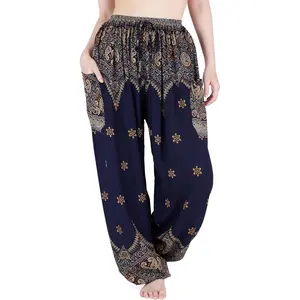 Harem Pants Women – Boho Elephant Pants High-Waisted Hippie Clothes with Pockets for YogaGift