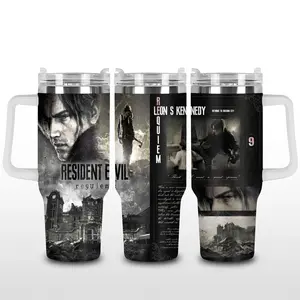 RE9 Requiem Tumbler 40oz with Handle/ 20oz No Handle, Leon Kennedy fans