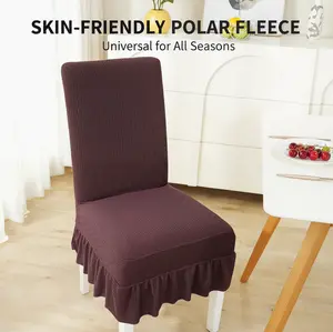 6-Piece Modern Fleece Flannel Chair Cover Set Elastic Full Wrap Ruffled Thickened Style All-Season Universal Backrest Stool Covers for Hotel Home Cozy Durable Breathable & Sweat-absorbent Dustproof & Stain-resistant Wear-resistant & Odor-free