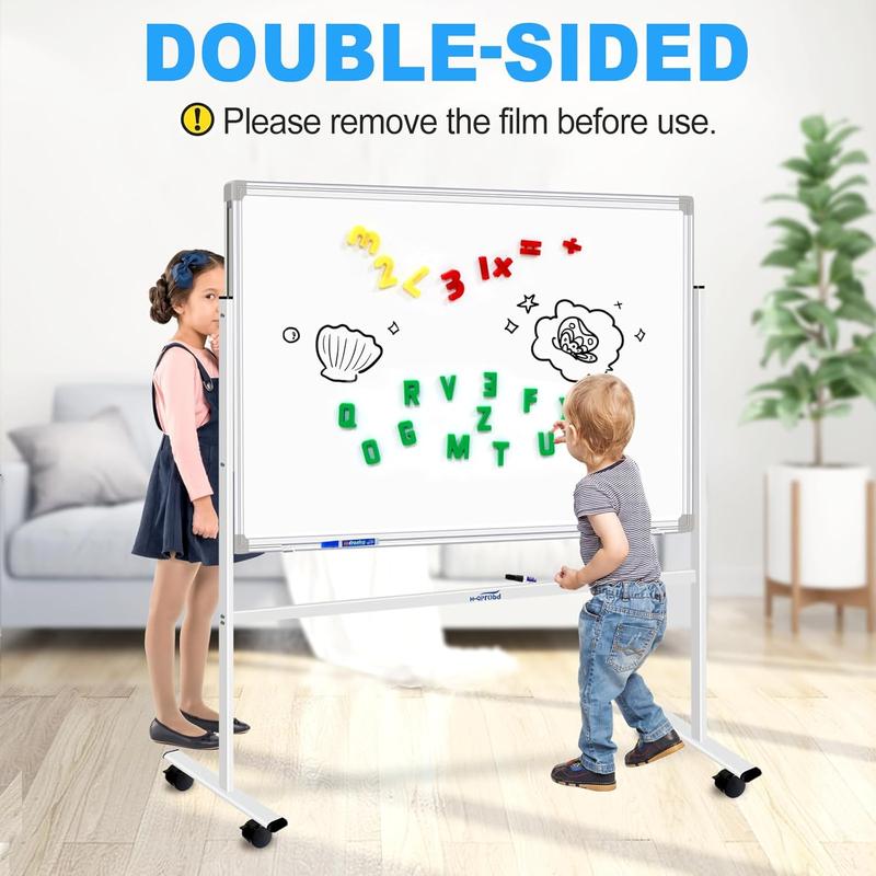 Dry Erase Board with Stand Double-Sided Mobile Whiteboard - 36"x24" Adjustable Height Rolling White Boards on Wheels for  & Adults
