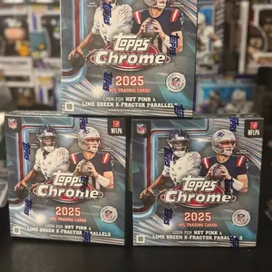 Topps Chrome 2025 NFL Trading Cards Look for Hot Pink & Lime Green X-Fractor Parallels