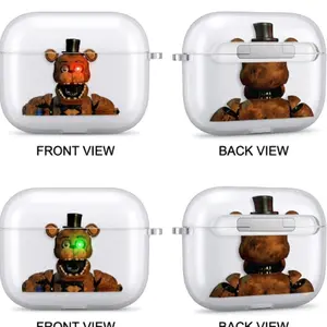 Freddy Fazbear AirPods Case with Keychain, Frosted PC Protective Cover for AirPods Pro, Five Nights at Freddy’s Earbuds Case Gift for Him Her