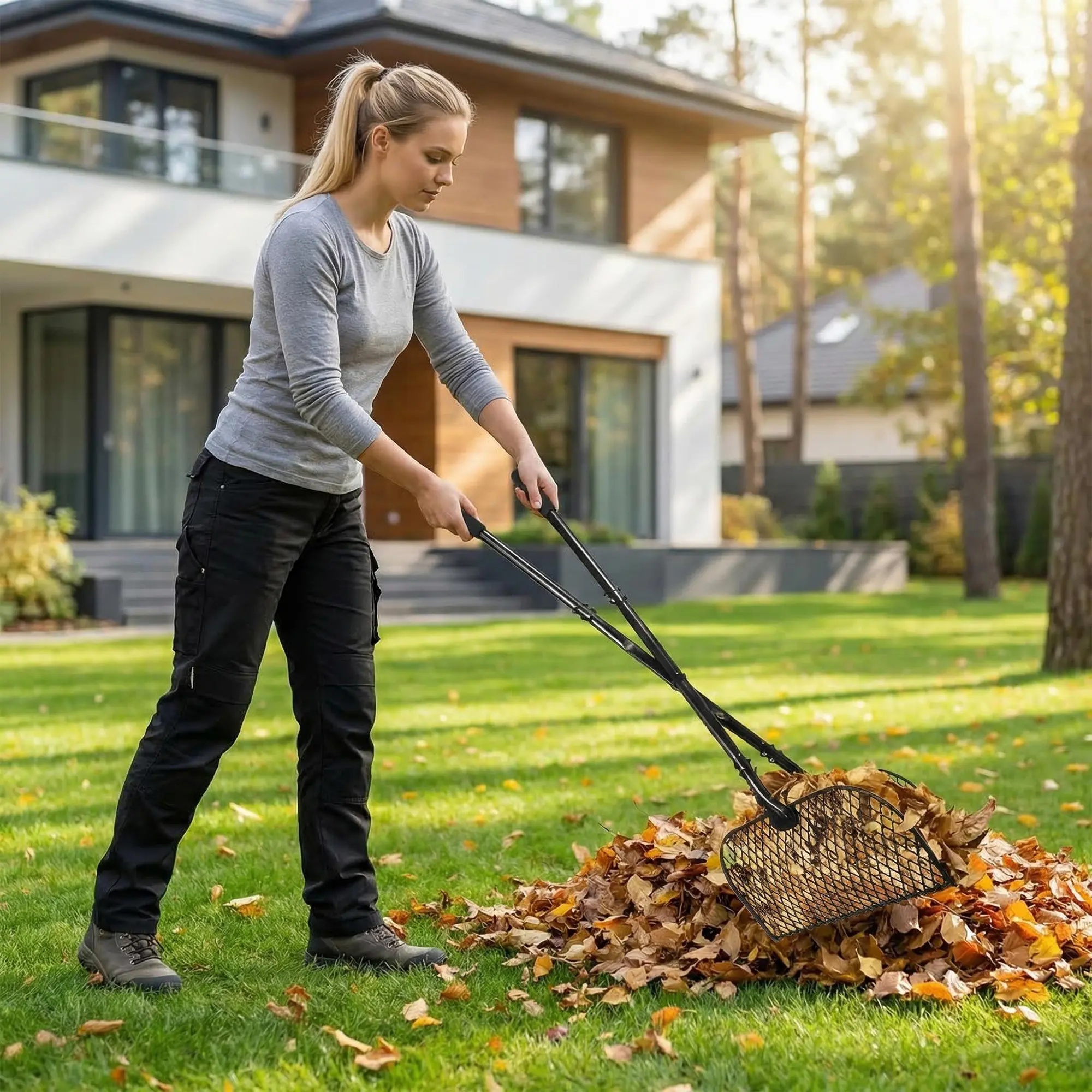 Gaomon 2-Pack Leaf Grabber Rake with Long Handle Design, 40.7in Long-Lasting Durable Metal Lawn Claw for Lawn Care & Leaves Pickup, Easy Assembly Tool Reduces Wrist Fatigue, Wide Head Ensures Strong Grip for Yard Debris