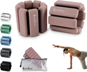 Weighted Bangles – Adjustable Ankle and Wrist Weights for Women & Men – Set of Ankle Weights 2 Lbs (1 Lb Each Wrist Weight) | Weighted Arm Bands for Pilates, Yoga, Running & Walking Wellrox