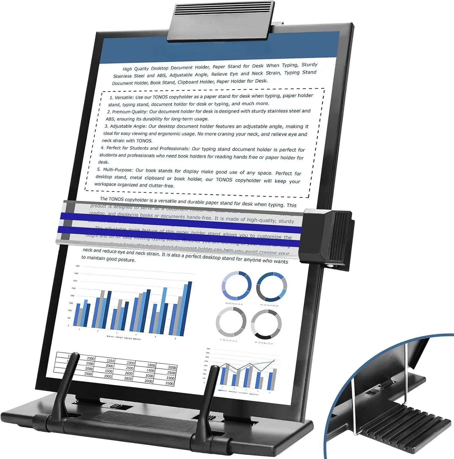 Paper Stand Document Holder Quality Document Holder for Desk Paper Stand for Desk When Typing Sturdy Stainless Steel Copy Holder Adjustable Angle Paper Holder Stand for Desk Typing