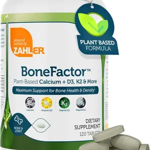 Zahler BoneFactor Plant-Based Calcium Supplement with D3 K2 & Magnesium for Strong Bones & Joints 120 Tablets Kosher Certified US Made - Healthcare
