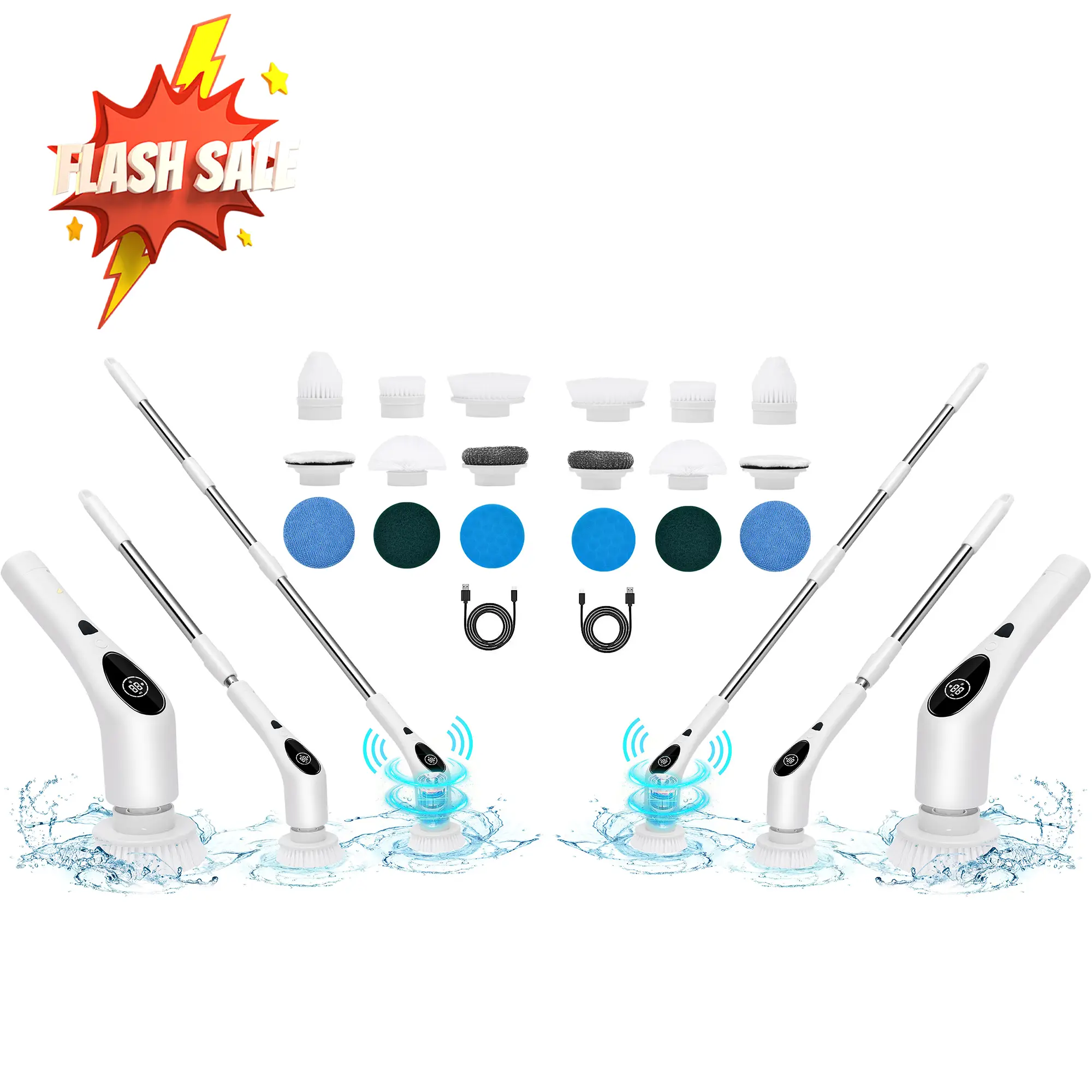 【Last Day】2-Pack 9 in 1 Electric Spin Scrubber - Multifunctional Wireless Cleaning Brush with Multiple Attachments