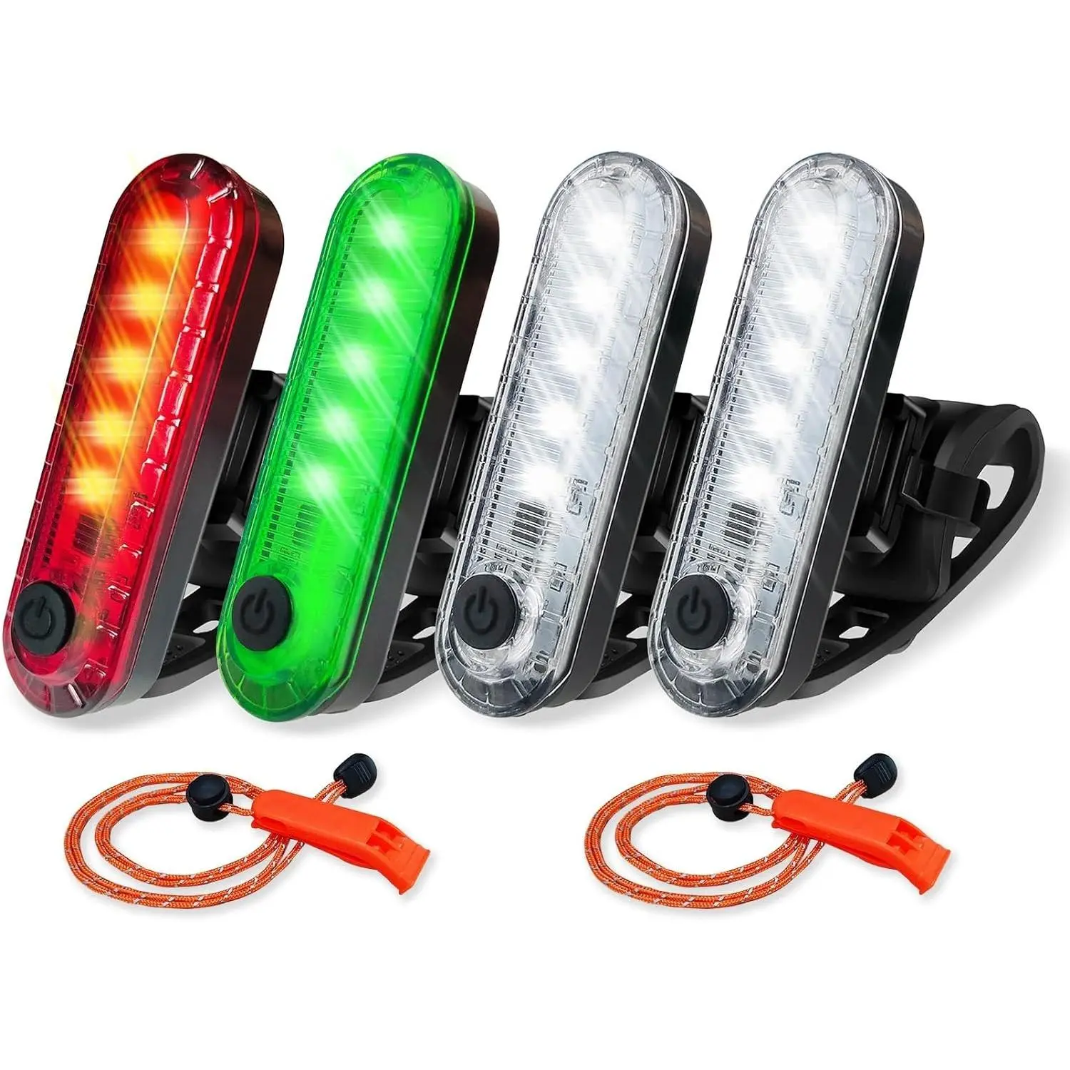4Pack LED Navigation Lights Kit Pack for Boating - LS-13BL Model, Battery-Operated Stern Lights, Easy Clip-On, 2 Safety Whistles, Batteries, Waterproof Tape, Plastic Build, 0.8oz/pc, 0.6mi Visibility, IPX8 Rated, Fit for Paddle Board, Dinghy, 0.6 Miles