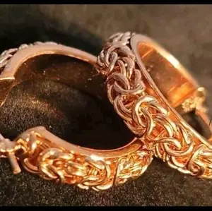 Milor Italy 14k Rose Gold Byzantine Style Hoop Earrings for Women