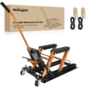 Nilight Motorcycle Lift Jack 1500 LBS Hydraulic Lifts ATV Scissor Jacks with Wheel Foot Pedal Handle Ratchet Belt Heavy Duty Lifter Stand Hoist Table for Dirt Bike Garage Storage Repair Tool,Orange Vehicle