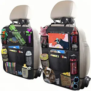 Car Backseat Organizer with Tablet Pocket - 2-Pack Waterproof Kick Mat & Seat Protector for Kids and Travel