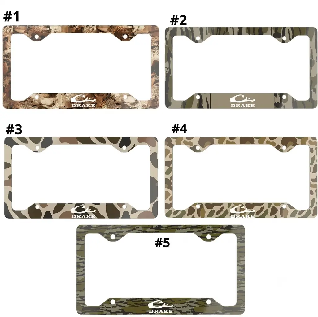 Drake Bottomland Camo Metal License Plate Frame, Truck Car Tags, 12 x 6 , 100% Aluminum, Car Decor Gift, Car Accessories