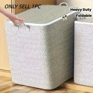 Extra Large Foldable Storage Box, Fabric Organizer with Flip Cover, Space Saving, Easy Clean, Ideal for Closet, Under Bed, Car Moving