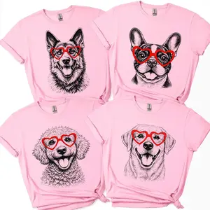 Puppy Love Dog Valentine Comfort Colors Shirt, 50 Dog Breeds in Heart Glasses, Cute Puppy Lover Top