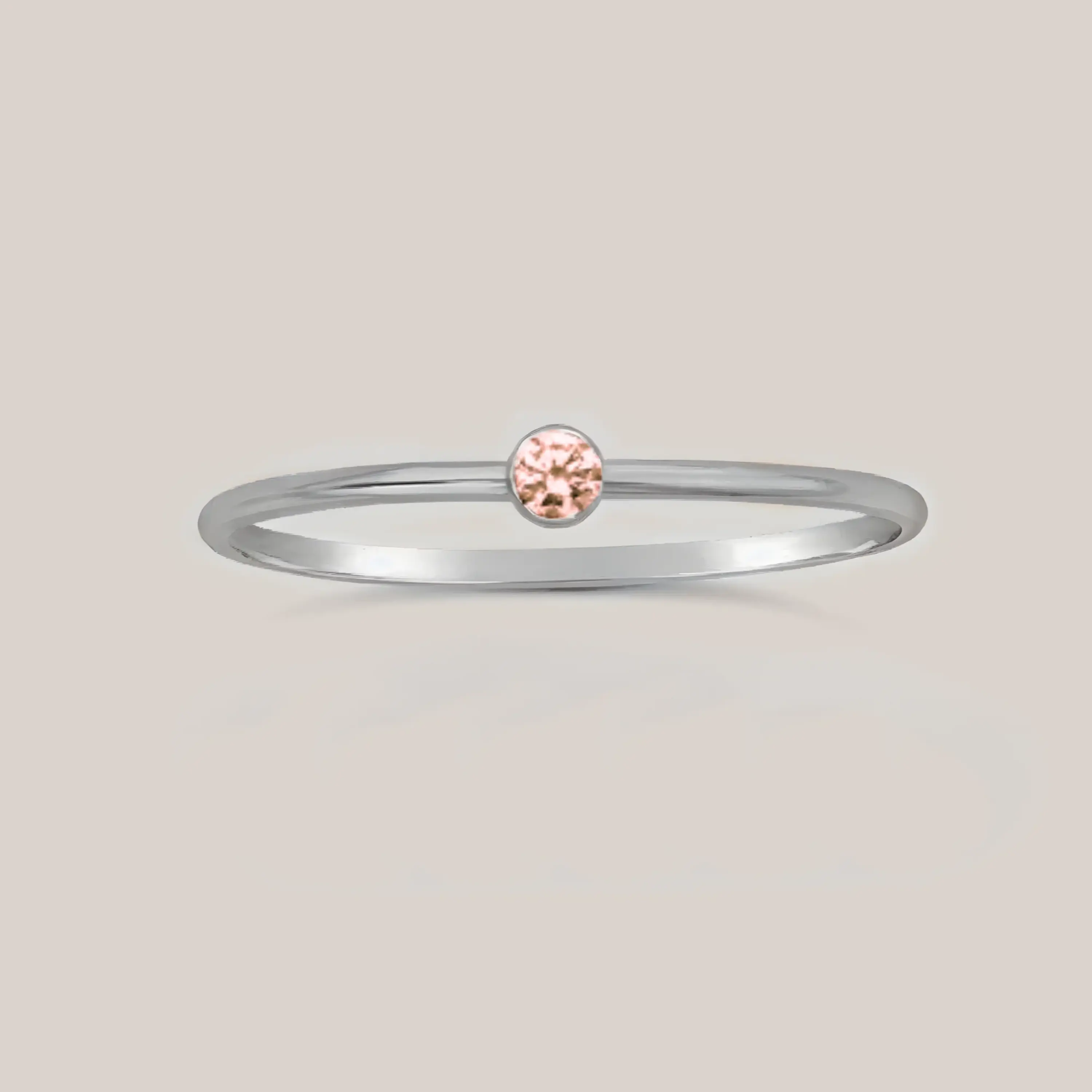 October Birthstone Ring Pink Tourmaline – Sterling Silver Stacking Ring