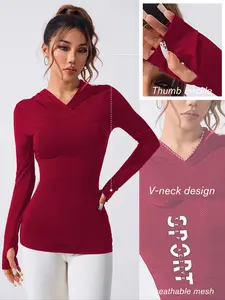 Women's Letter Print Thumb Hole Design Sports Hoodie, Athletic Fashion Activewear, Casual Long Sleeve Sports Top for Yoga Gym Workout, Ladies Sportswear for Spring & Fall