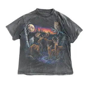 Wildlife Graphic T-Shirt, Moose Bear Wolf Deer Nature Tee, 90s Graphic Tees, Vintage Forest Adventure Top, Rustic Outdoor Gift, Gift For Men-  Unisex S-3XL - Menswear & Womenswear - Streetwear Tops - Casual Cotton Crewneck Shortsleeve Tshirt