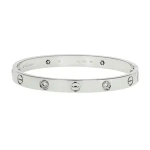Pre-owned Cartier 4 Diamond Love Bracelet Size 16