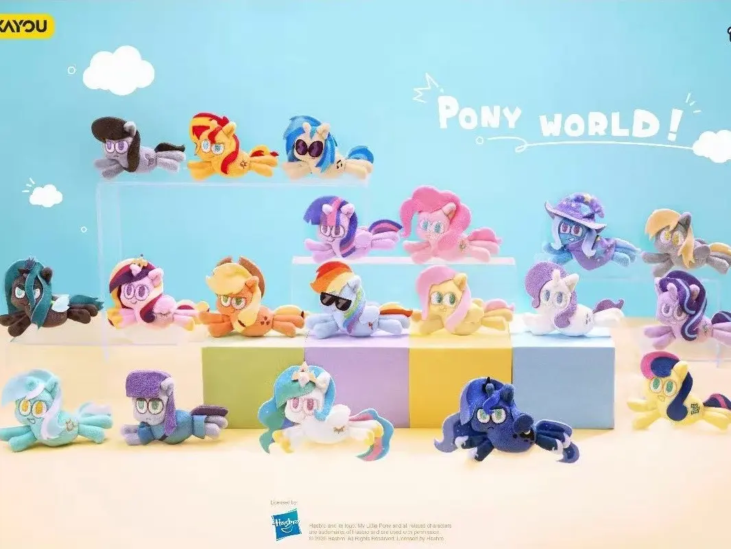 Kayou My Little Pony World V2 10cm Embroidered Ultra-Fuzzy Squishy Plush Refrigerator Magnet Charm Blind Box - Stylized Ponies, Blind Pack, Pastel Plush Art, Squishy Fun, Bag Charm Enthusiasts Collectible Decor