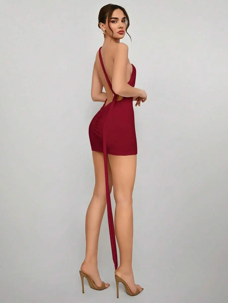 Aloruhhhh Women's Sexy Elegant Backless Fitted Mini Dress With Drapy Straps  Summer Dresses For Women - TikTok Shop