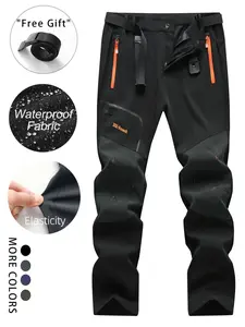 Men's Signature Summer Outdoor Functional Fleece Pants, Thin Soft Shell Waterproof Windproof, Knee Reinforced, Multiple Zip Pockets, Belt Included, Stylish, Casual Sporty Trousers, Athletic Trousers, versatile piece, resort wear