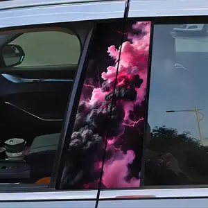 2 smoke black and pink creative personalized car stickers, smooth self-adhesive plastic B-pillar door stickers, durable vinyl protective film, suitable for external accessories, easy DIY installation
