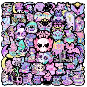 50pcs Pastel Gothic Series Sticker Decals, Perfect for Scrapbooks Journals Laptops Water Bottles Cars, Inspirational Gift Design, Halloween, Car Stickers