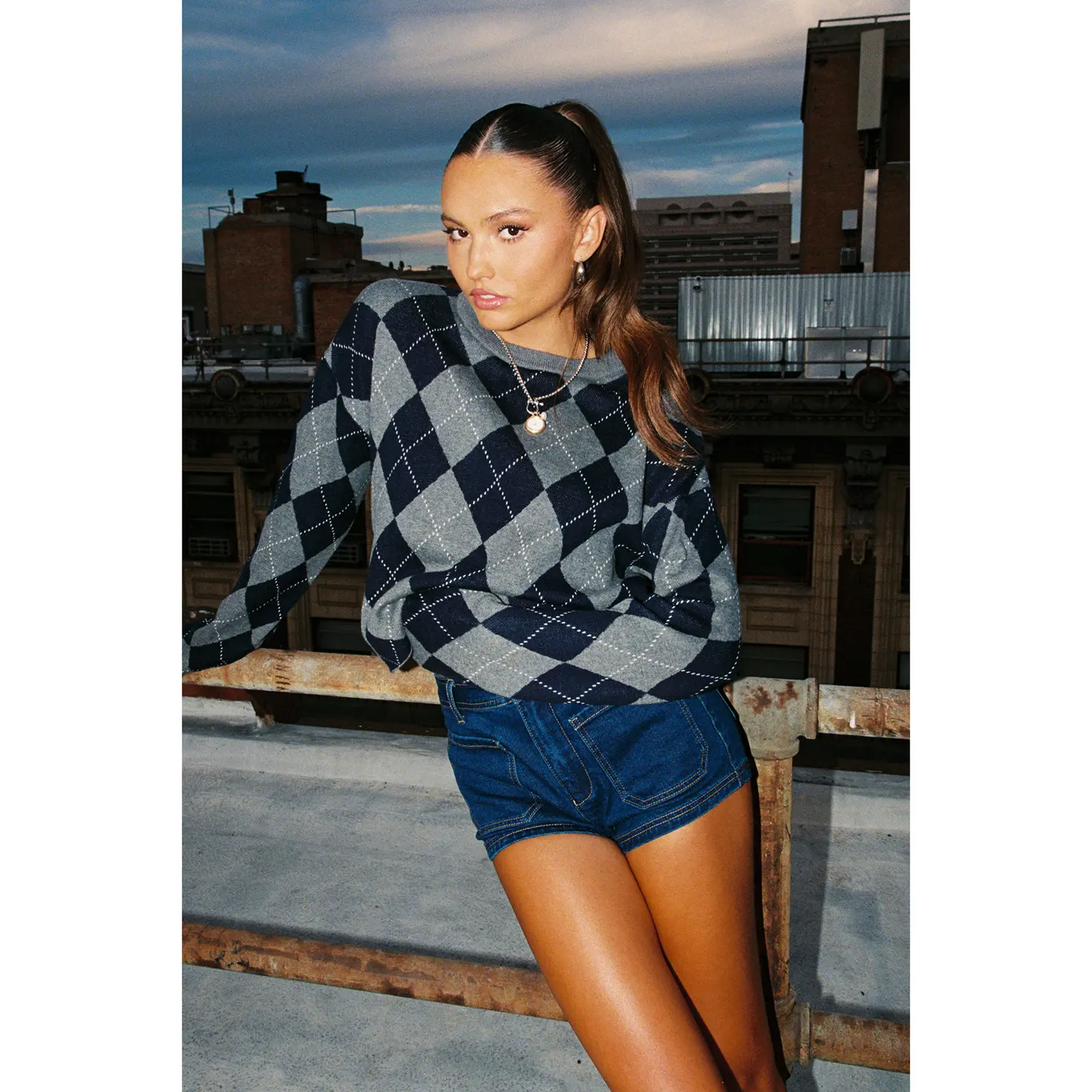 Prep Girl Argyle Knit Top