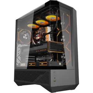 DY460 ATX Mid-Tower PC Gaming Case, High Airflow, 4x ARGB PWM Fans Included, 330? Full-View Tempered Glass, Separate PSU chamber, Supports RTX 5090 up to 400mm, 360mm Radiator Support, Black